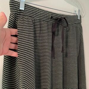 Eileen Fisher Black and Gray Striped A-Line Skirt